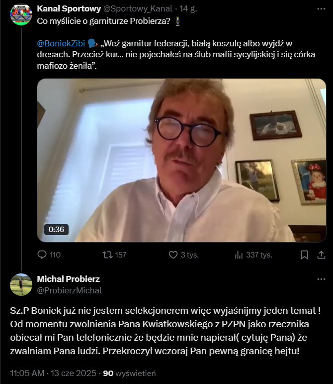 HIT! Michał Probierz ODPOWIADA na garniturową zaczepkę Zbigniewa Bońka!